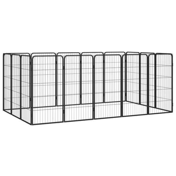 Parc pour chien 16panneaux Noir 50x100cm Acier enduit de poudre