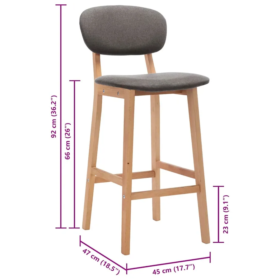 Tabourets de bar lot de 2 gris clair tissu - 8