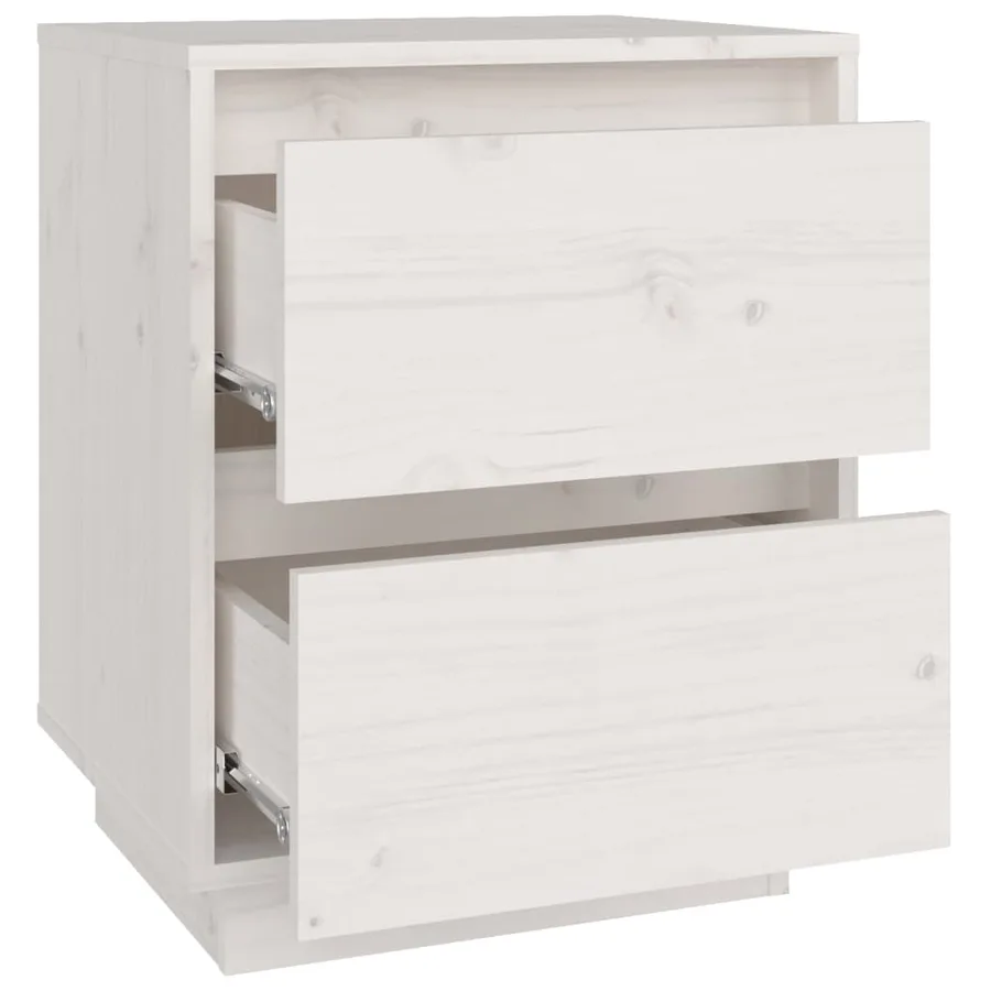 Table de chevet Blanc 40x35x50 cm Bois de pin solide - 6