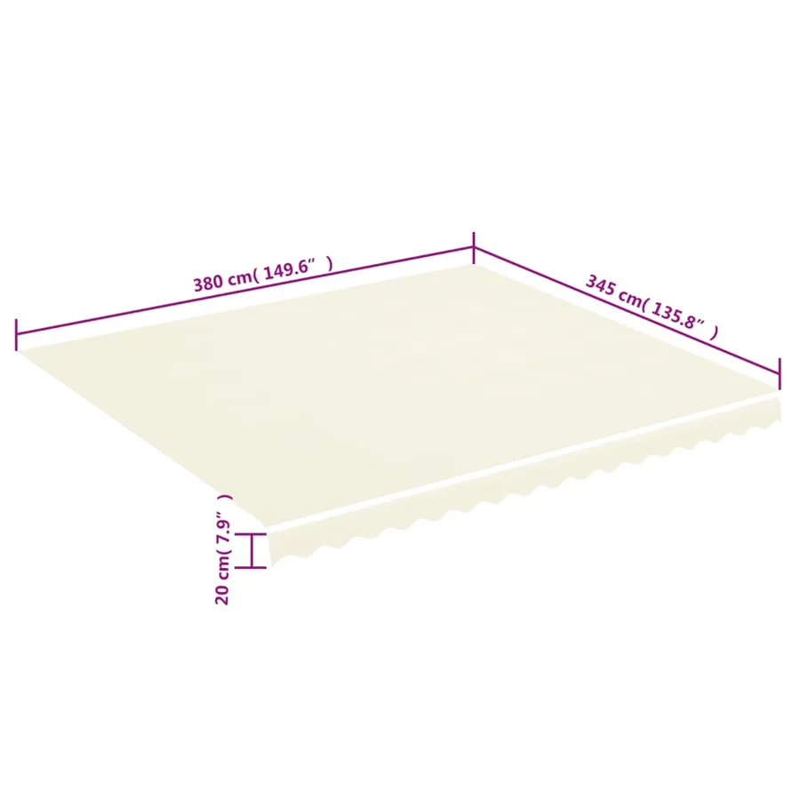 Tissu de remplacement pour auvent couleur crème 4x3,5 m polyester - 6