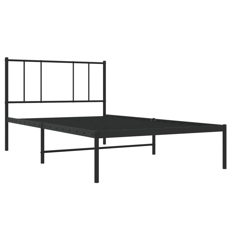 Cadre de lit métal sans matelas avec tête de lit noir 90x200 cm - 3