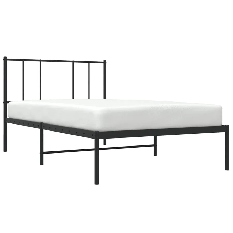 Cadre de lit métal sans matelas avec tête de lit noir 90x200 cm - 5