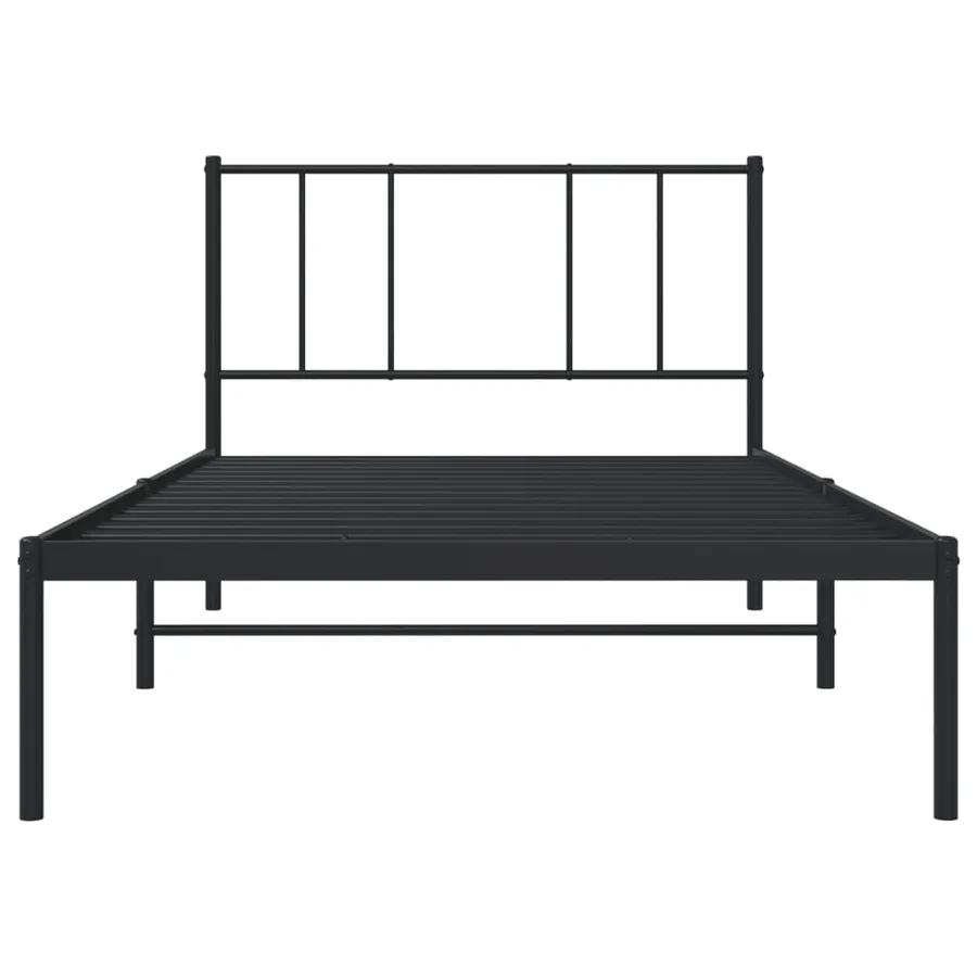 Cadre de lit métal sans matelas avec tête de lit noir 90x200 cm - 6