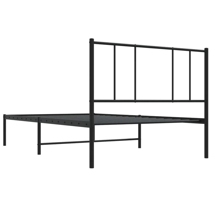 Cadre de lit métal sans matelas avec tête de lit noir 90x200 cm - 8
