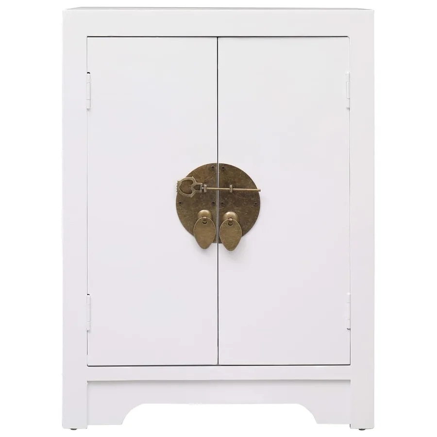 Table de chevet Blanc 38 x 28 x 52 cm Bois de Paulownia - 2