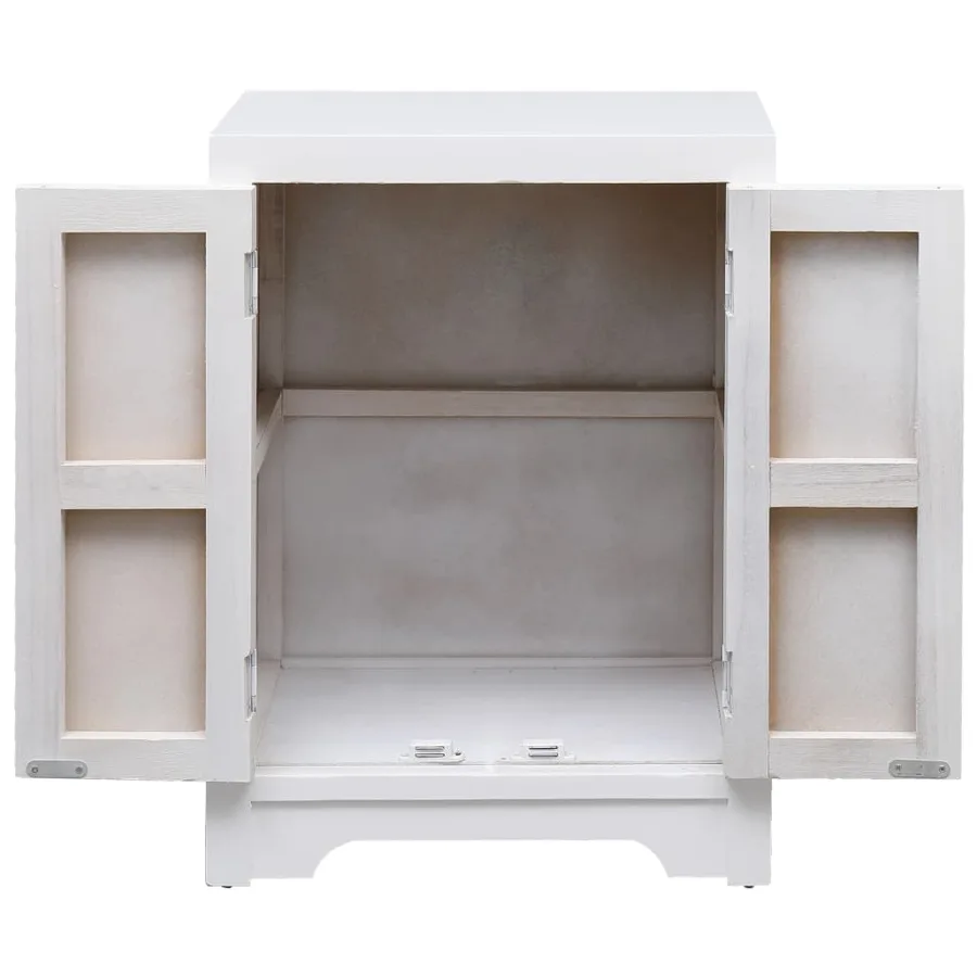 Table de chevet Blanc 38 x 28 x 52 cm Bois de Paulownia - 4