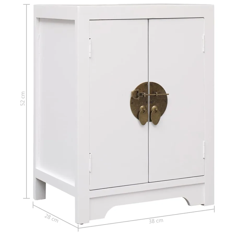 Table de chevet Blanc 38 x 28 x 52 cm Bois de Paulownia - 7