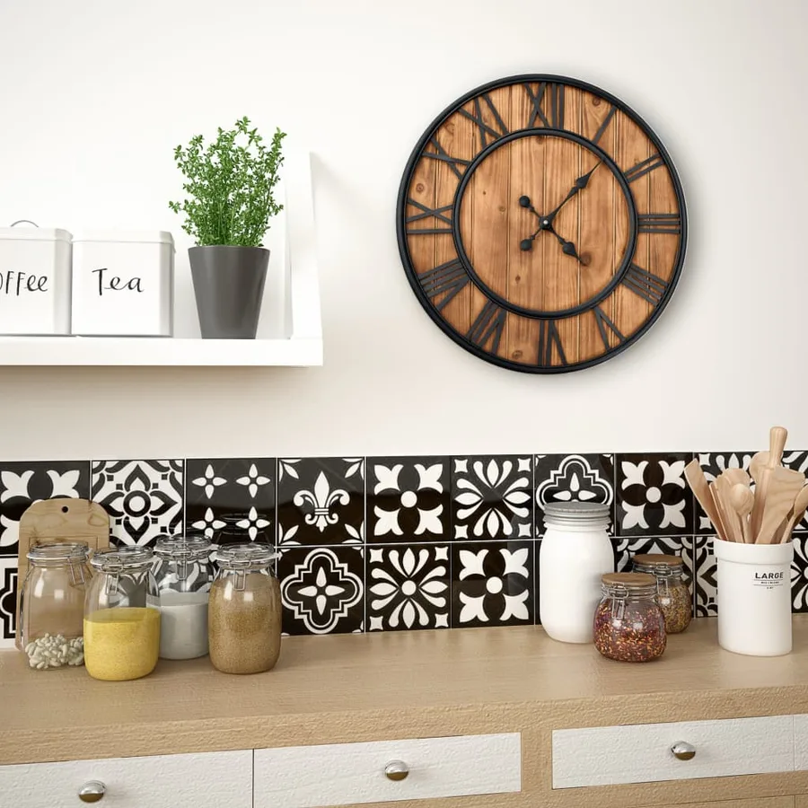 Horloge murale vintage à quartz Bois et métal 60 cm XXL - 2