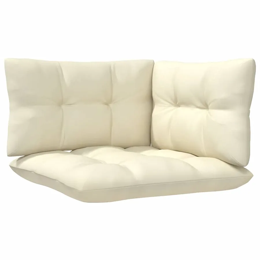 Salon de jardin 8 pcs avec coussins crème Bois de pin - 4