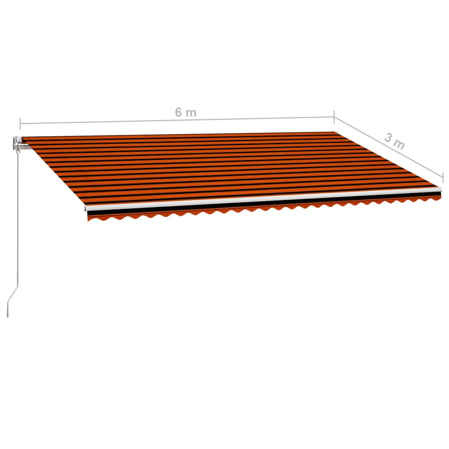 Auvent manuel rétractable 600x300 cm Orange et marron - 7