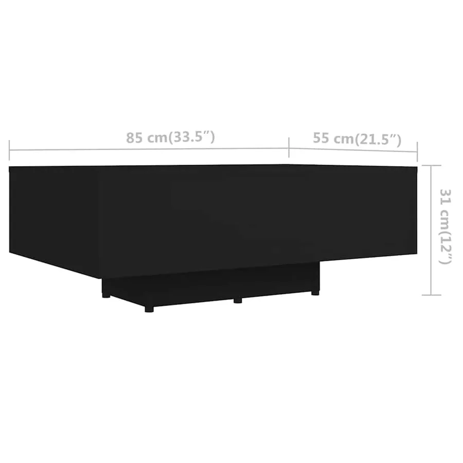 Table basse Noir 85x55x31 cm Bois d'ingénierie - 6