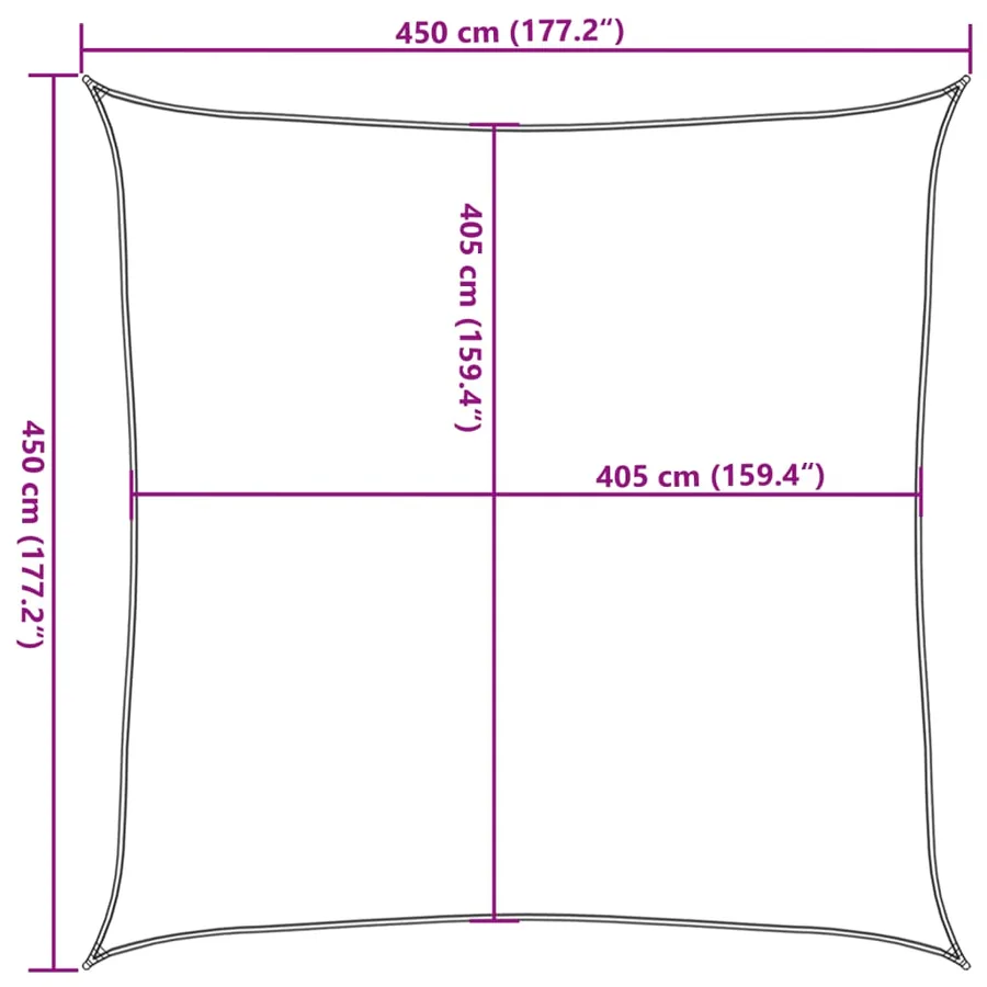 Voile d'ombrage 160 g/m² Blanc 4,5x4,5 m PEHD - 10
