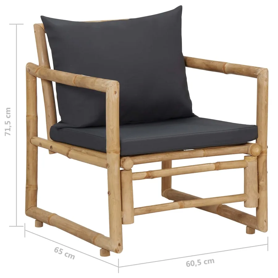 Salon de jardin 4 pcs avec coussins Bambou - 13