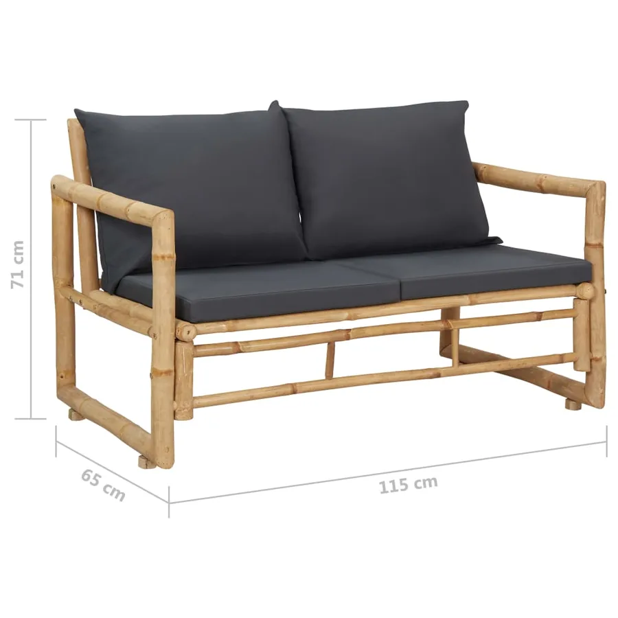 Salon de jardin 4 pcs avec coussins Bambou - 14