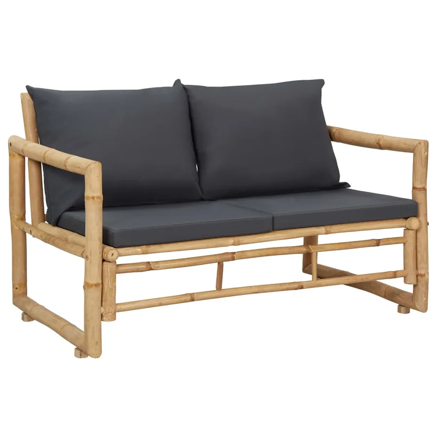 Salon de jardin 4 pcs avec coussins Bambou - 3