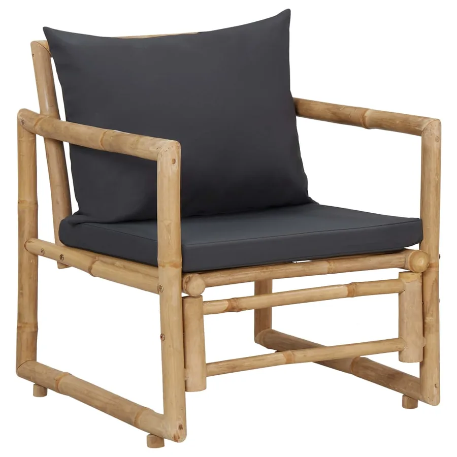 Salon de jardin 4 pcs avec coussins Bambou - 5