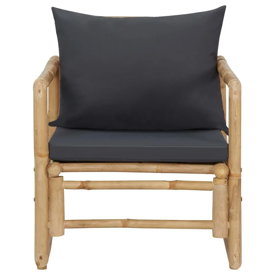 Salon de jardin 4 pcs avec coussins Bambou - 6