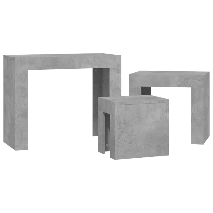 Tables basses gigognes 3 pcs Gris béton Bois d'ingénierie - 5