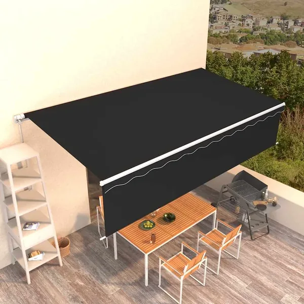 Auvent manuel rétractable avec store 6x3 m Anthracite