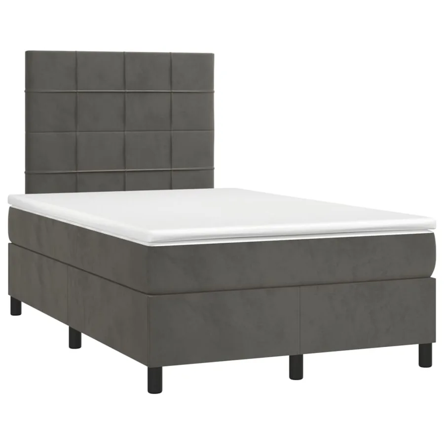 Sommier à lattes de lit matelas et LED Gris foncé 120x200 cm - 3