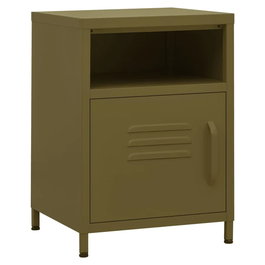 Table de chevet Vert olive 35x35x51 cm Acier - 2