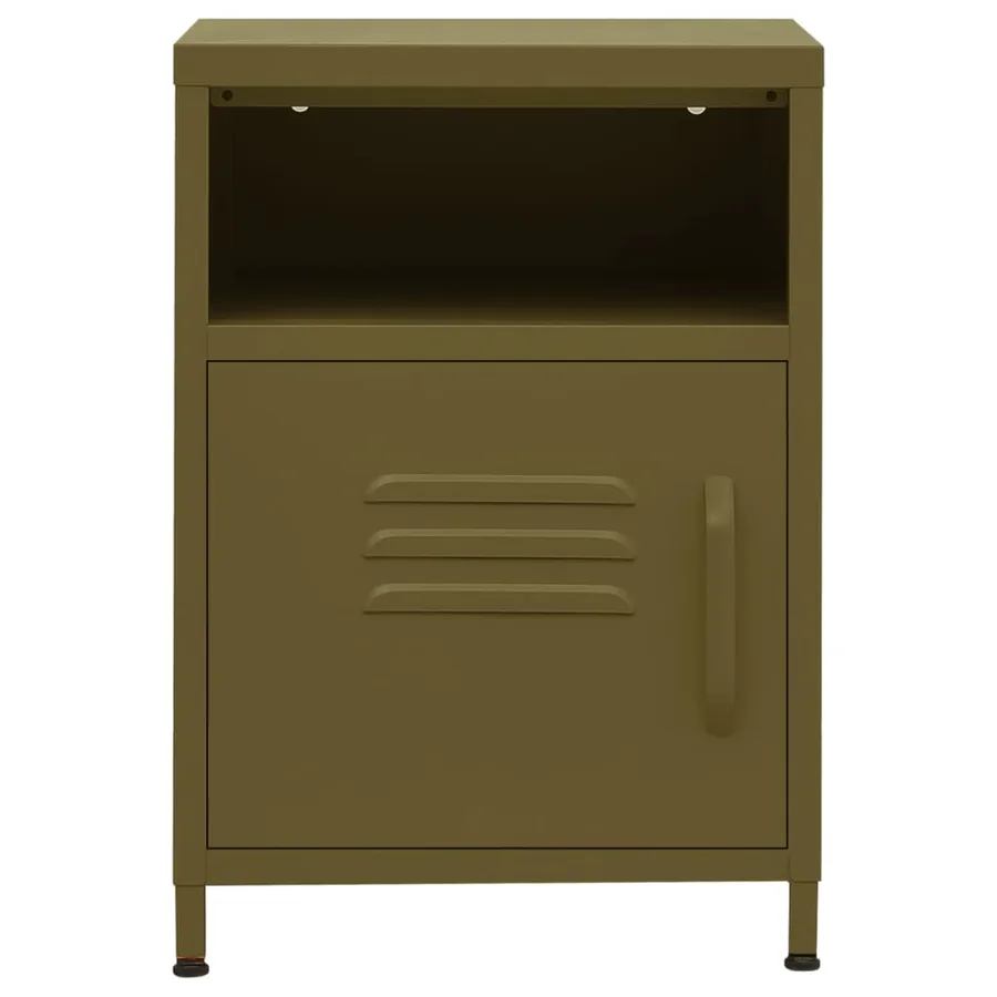 Table de chevet Vert olive 35x35x51 cm Acier - 3