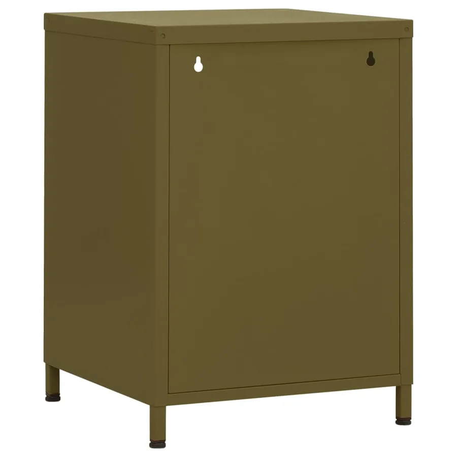 Table de chevet Vert olive 35x35x51 cm Acier - 5