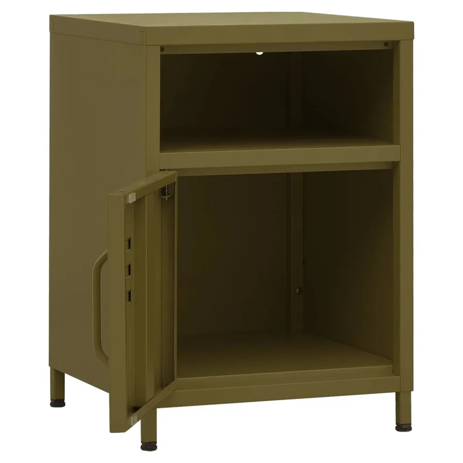 Table de chevet Vert olive 35x35x51 cm Acier - 6