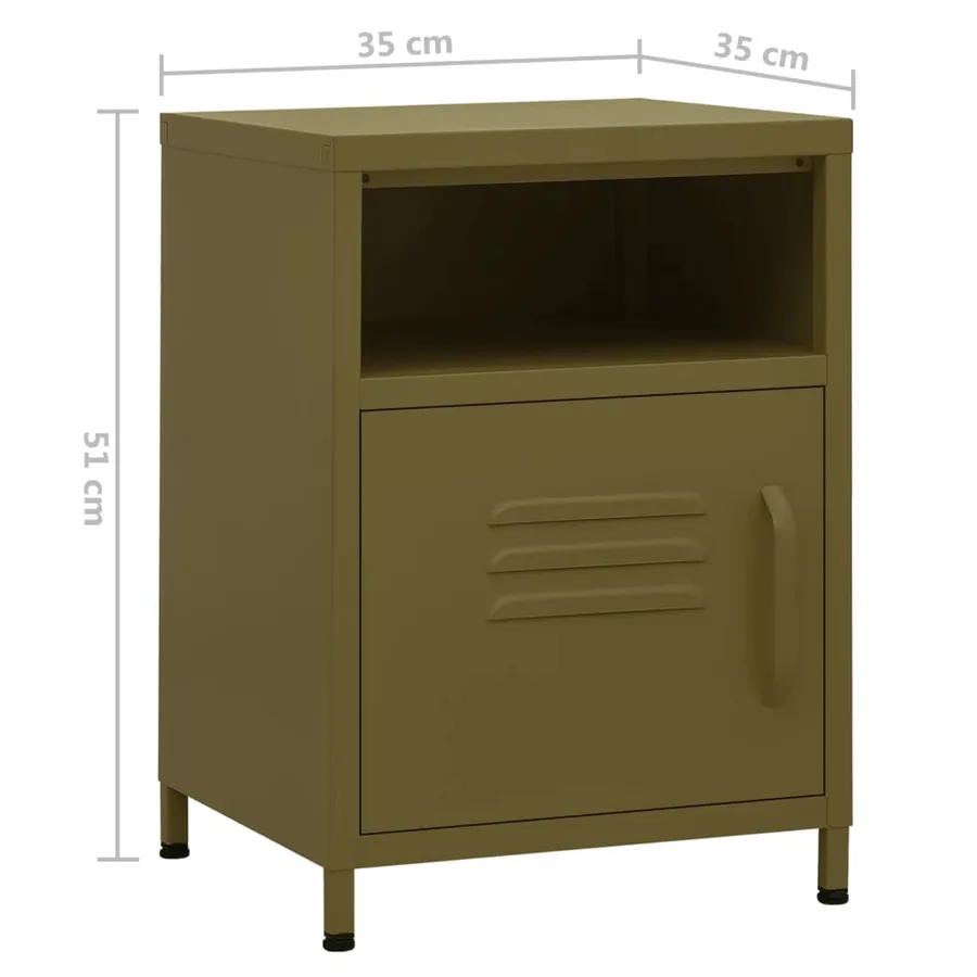 Table de chevet Vert olive 35x35x51 cm Acier - 9