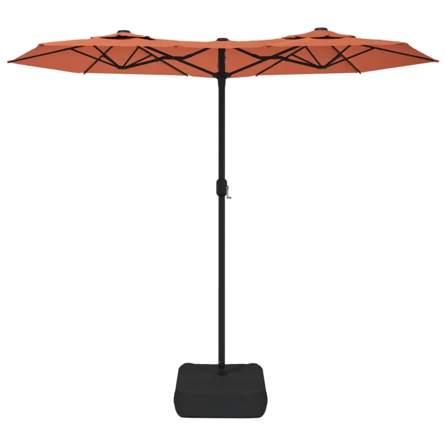 Parasol de jardin à double tête avec LED terre cuite 316x145 cm - 4