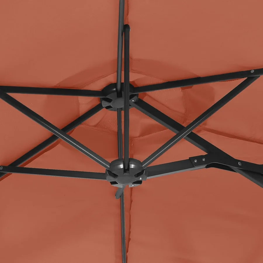 Parasol de jardin à double tête avec LED terre cuite 316x145 cm - 8