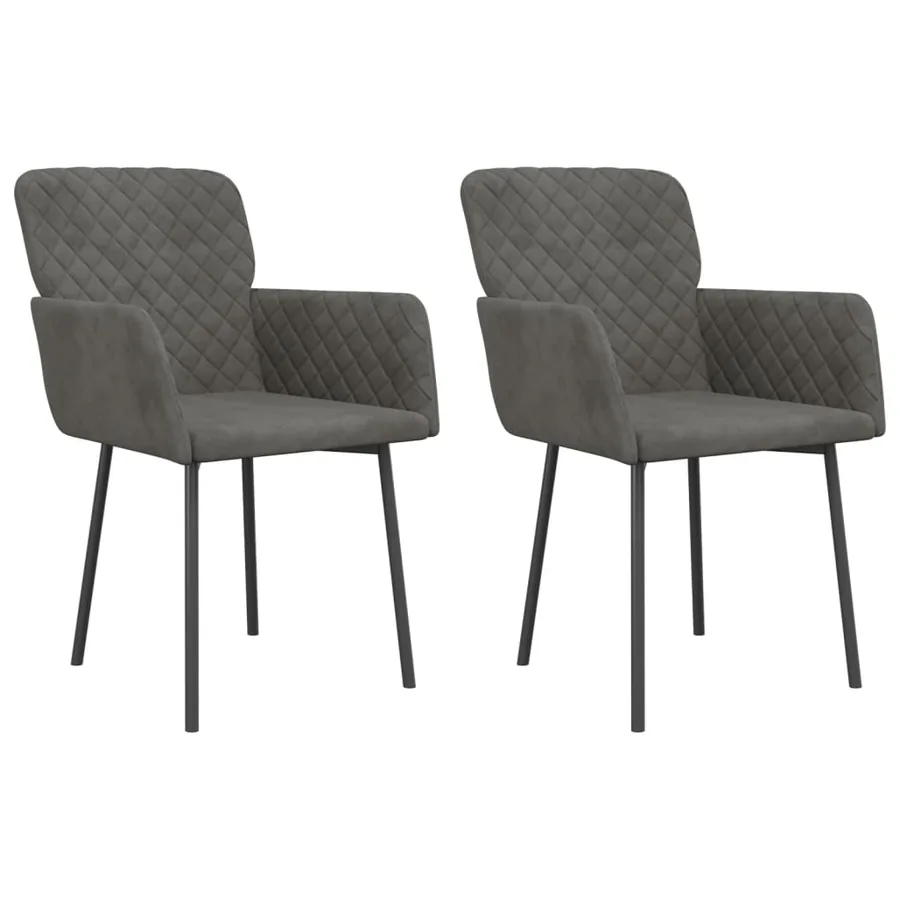 Chaises à manger lot de 2 Gris foncé Velours - 2