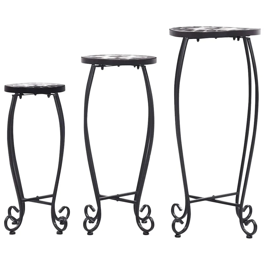 Tables mosaïque 3 pcs noir et blanc Céramique - 3