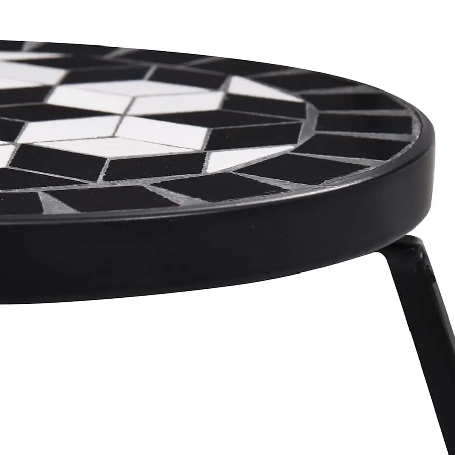 Tables mosaïque 3 pcs noir et blanc Céramique - 4