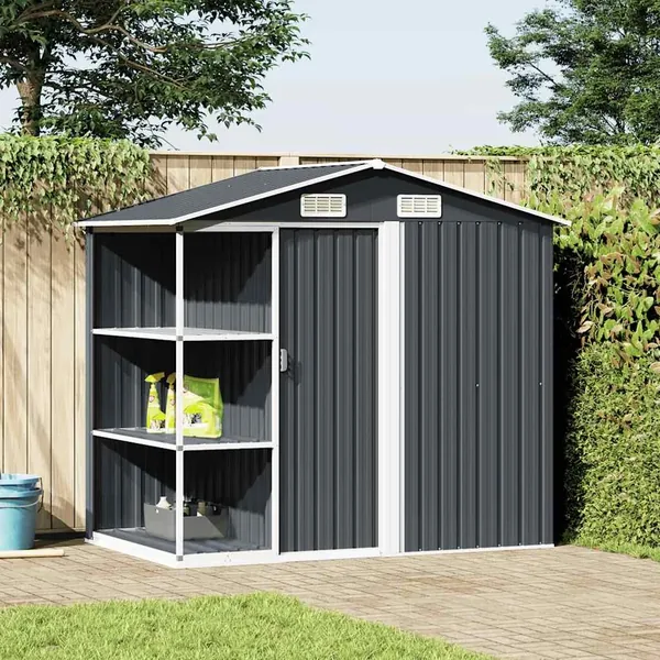 Abri de jardin avec étagère Anthracite 205x130x183 cm Fer