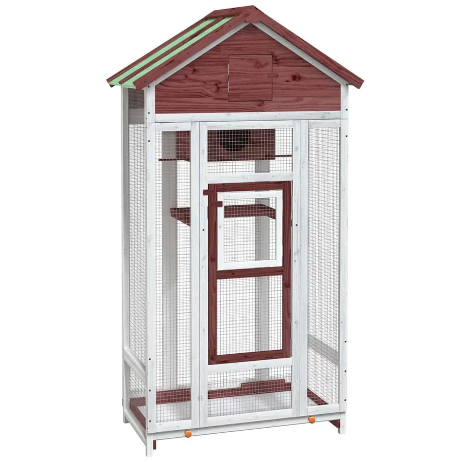 Maison à oiseaux moka 91,5x53x170 cm bois massif de pin - 2