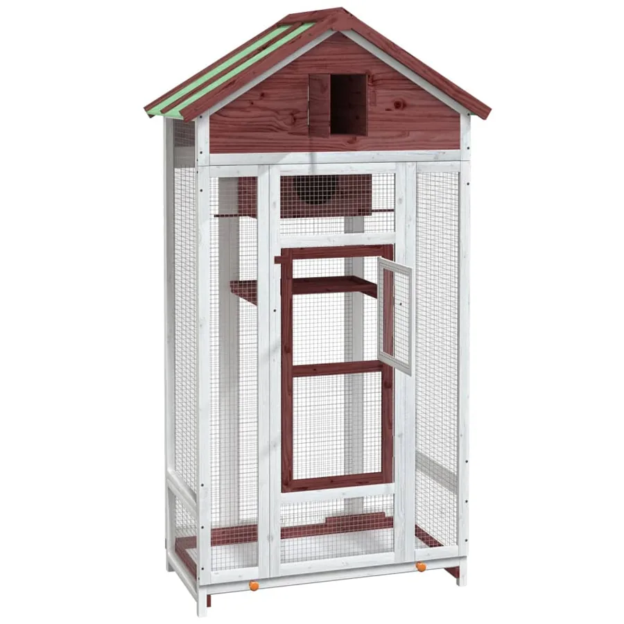 Maison à oiseaux moka 91,5x53x170 cm bois massif de pin - 4
