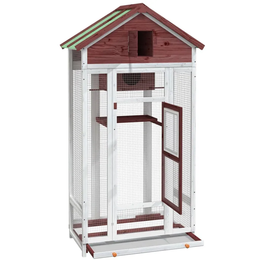 Maison à oiseaux moka 91,5x53x170 cm bois massif de pin - 5