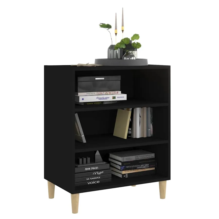 Buffet noir 57x35x70 cm bois d’ingénierie - 3