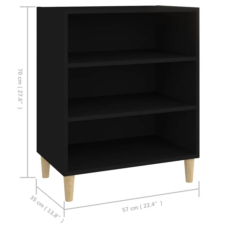 Buffet noir 57x35x70 cm bois d’ingénierie - 6