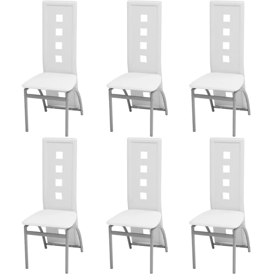 Chaises à manger lot de 6 blanc similicuir
