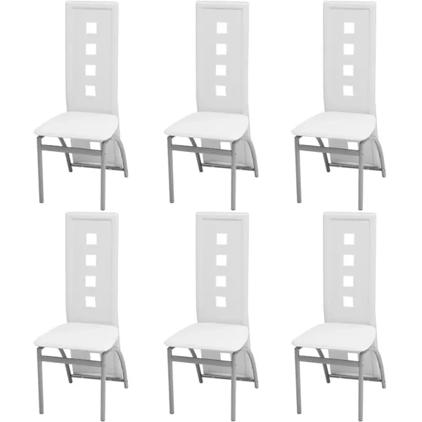 Chaises à manger lot de 6 blanc similicuir