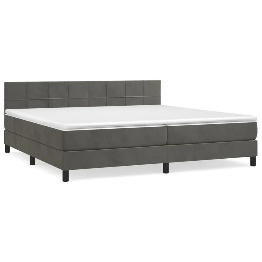 Sommier à lattes de lit et matelas Gris foncé 200x200cm Velours - 2