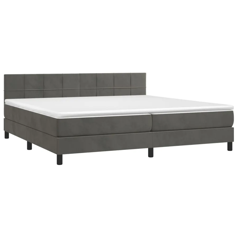 Sommier à lattes de lit et matelas Gris foncé 200x200cm Velours - 3