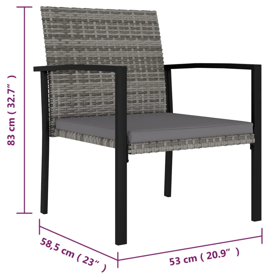 Ensemble à manger de jardin 5 pcs Résine tressée Gris - 12