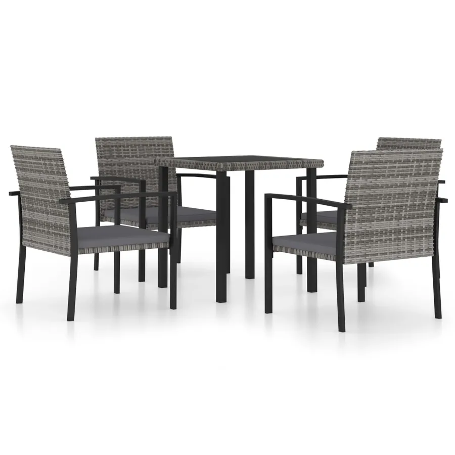 Ensemble à manger de jardin 5 pcs Résine tressée Gris - 2