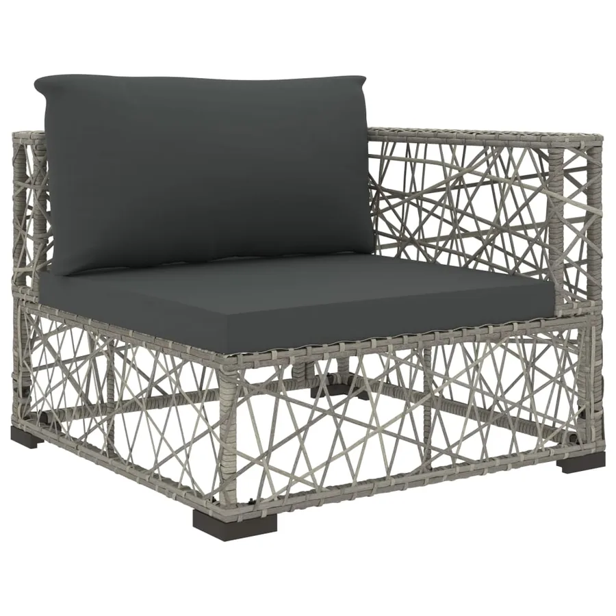 Salon de jardin 6 pcs avec coussins résine tressée gris - 4