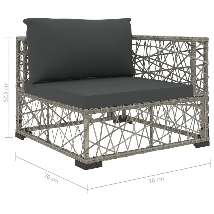 Salon de jardin 6 pcs avec coussins résine tressée gris - 7