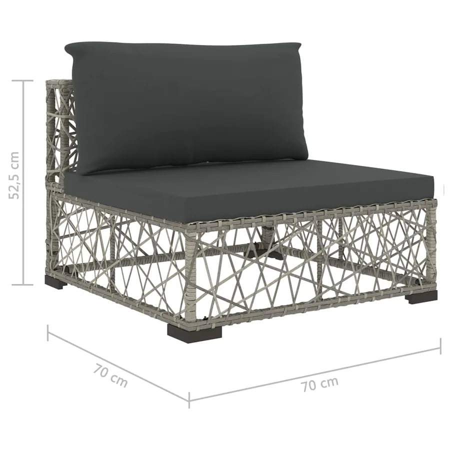 Salon de jardin 6 pcs avec coussins résine tressée gris - 8