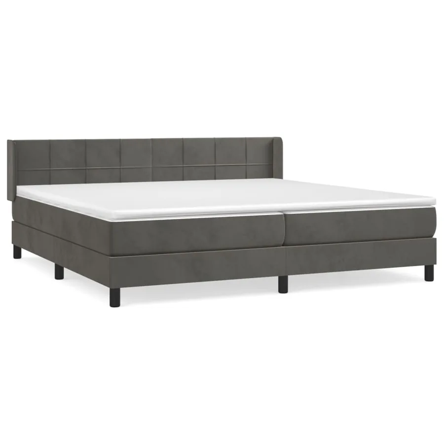 Sommier à lattes de lit et matelas Gris foncé 200x200cm Velours - 2